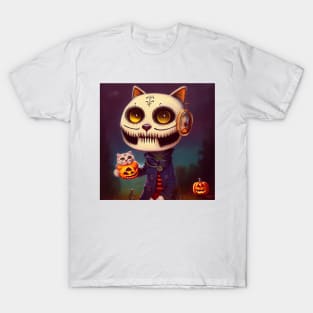 Halloween Sugar Skull Cat #1 T-Shirt